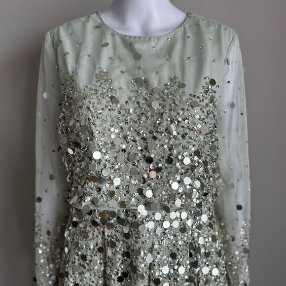ASOS Fairytale Whimsigoth Sparkly Mirror Sequin Sheer Evening Prom Dress NWT - Picture 12 of 12
